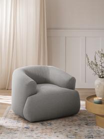 Fauteuil en tissu bouclé Sofia, Bouclé gris clair, larg. 97 x prof. 84 cm