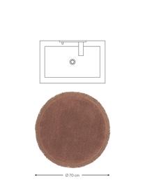 Tapis de bain rond coton brun Loose, 100 % coton, Brun, Ø 70 cm