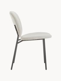 Bouclé gestoffeerde stoelen Ulrica, 2 stuks, Bekleding: bouclé (100% polyester) M, Poten: gepoedercoat metaalkleuri, Bouclé gebroken wit, zwart, B 47 x D 61 cm