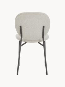 Chaises rembourrées en tissu bouclé Ulrica, 2 pièces, Bouclé blanc cassé, pieds noirs, larg. 47 x prof. 61 cm