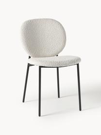 Chaises rembourrées en tissu bouclé Ulrica, 2 pièces, Bouclé blanc cassé, pieds noirs, larg. 47 x prof. 61 cm