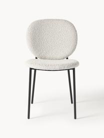 Chaises rembourrées en tissu bouclé Ulrica, 2 pièces, Bouclé blanc cassé, pieds noirs, larg. 47 x prof. 61 cm