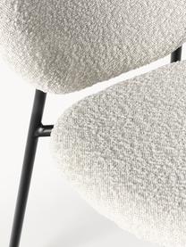 Chaises rembourrées en tissu bouclé Ulrica, 2 pièces, Bouclé blanc cassé, pieds noirs, larg. 47 x prof. 61 cm