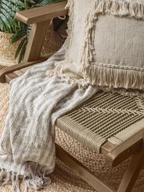 Federa arredo boho con frange Edelma, 100% cotone, Beige, Larg. 45 x Lung. 45 cm