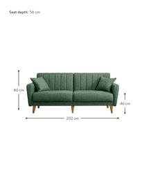 Sofa rozkładana Aqua (3-osobowa), Tapicerka: len, Stelaż: drewno rogowe, metal, Nogi: drewno naturalne, Zielony, S 202 x G 85 cm