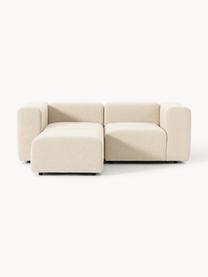 Modulares Bouclé-Sofa Lena (3-Sitzer) mit Hocker, Bezug: Bouclé (93 % Polyester, 6, Gestell: Buchenholz, Spanplatte, H, Bouclé Hellbeige, B 211 x T 181 cm