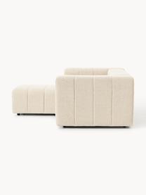 Modulares Bouclé-Sofa Lena (3-Sitzer) mit Hocker, Bezug: Bouclé (93 % Polyester, 6, Gestell: Buchenholz, Spanplatte, H, Bouclé Hellbeige, B 211 x T 181 cm