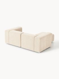 Modulares Bouclé-Sofa Lena (3-Sitzer) mit Hocker, Bezug: Bouclé (93 % Polyester, 6, Gestell: Buchenholz, Spanplatte, H, Bouclé Hellbeige, B 211 x T 181 cm