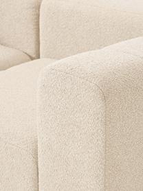 Modulares Bouclé-Sofa Lena (3-Sitzer) mit Hocker, Bezug: Bouclé (93 % Polyester, 6, Gestell: Buchenholz, Spanplatte, H, Bouclé Hellbeige, B 211 x T 181 cm