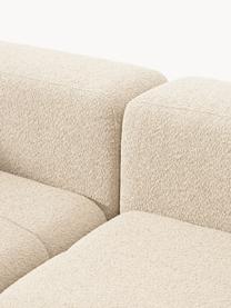 Modulares Bouclé-Sofa Lena (3-Sitzer) mit Hocker, Bezug: Bouclé (93 % Polyester, 6, Gestell: Buchenholz, Spanplatte, H, Füße: Kunststoff, Bouclé Hellbeige, B 211 x T 181 cm