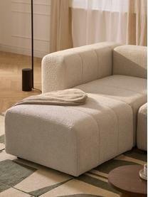 Modulares Bouclé-Sofa Lena (3-Sitzer) mit Hocker, Bezug: Bouclé (93 % Polyester, 6, Gestell: Buchenholz, Spanplatte, H, Füße: Kunststoff, Bouclé Hellbeige, B 211 x T 181 cm