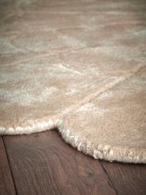 Tapis beige en viscose tufté main Flower, 100 % viscose, Beige, Ø 120 cm (taille S)