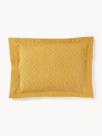 Funda de almohada de algodón texturizado con dobladillo Elinor, Reverso: tejido renforcé Densidad , Mostaza, An 45 x L 110 cm