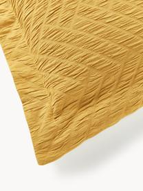 Taie d'oreiller en coton avec surface structurée et ourlet droit Jonie, Jaune moutarde, larg. 50 x long. 70 cm