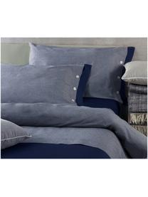 Completo copripiumino in raso di cotone Charme, Raso di cotone, Blu, grigio blu, 200 x 255 cm