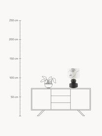 Grote keramische tafellamp Georgina met One-Line-Drawing, Lampenkap: textiel, Lampvoet: keramiek, Decoratie: vermessingd metaal, Crèmewit, zwart, Ø 33 x H 52 cm