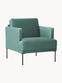 Samt-Sessel Fluente, Bezug: Samt (Hochwertiger Polyes, Gestell: Massives Kiefernholz, FSC, Beine: Metall, pulverbeschichtet, Samt Petrol, B 74 x T 85 cm
