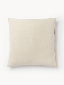 Geborduurde kussenhoes Farah met fluwelendecoratie, Lichtbeige, goudkleurig, B 45 x L 45 cm