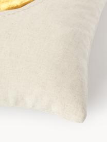 Copricuscino ricamato con decoro in velluto Farah, Retro: misto cotone (70% cotone,, Beige chiaro, dorato, Larg. 45 x Lung. 45 cm