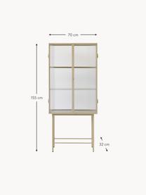 Vitrine Haze, Beige clair, transparent, larg. 70 x haut. 155 cm