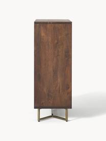 Highboard Luca van mangohout, Poten: gepoedercoat metaal, Mangohout, goudkleurig, B 90 x H 120 cm