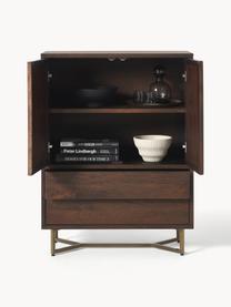 Highboard Luca van mangohout, Poten: gepoedercoat metaal, Mangohout, goudkleurig, B 90 x H 120 cm