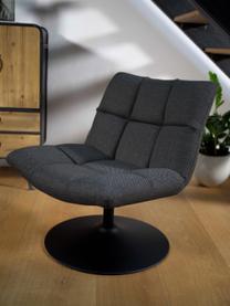 Fauteuil pivotant capitonné gris foncé Bar, Tissu gris foncé, larg. 66 x haut. 81 cm