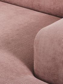 Cord-Ecksofa Melva (3-Sitzer) in Rosa, Bezug: Cord (92% Polyester, 8% P, Gestell: Massives Kiefernholz, Spa, Füße: Kiefernholz Die Füße befi, Cord Rosa, B 240 x T 144 cm