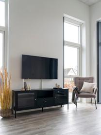 Tv-meubel Dalby, Frame: gepoedercoat staal, Handvatten: gecoat metaal, Zwart, B 160 x H 60 cm