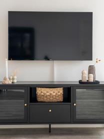 Tv-meubel Dalby, Frame: gepoedercoat staal, Handvatten: gecoat metaal, Zwart, B 160 x H 60 cm