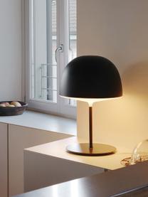 Lampe à poser artisanale Chesire, Noir, blanc, Ø 35 x haut. 53 cm