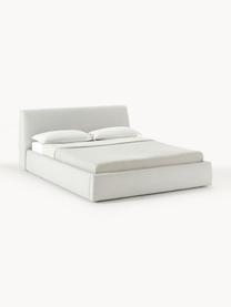 Letto imbottito con contenitore Cloud, Rivestimento: tessuto finemente struttu, Tessuto beige chiaro, Larg. 140 x Lung. 200 cm