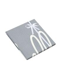 Kissenhülle Hello mit Schriftzug in Grau/Weiß, 100% Baumwolle, Panamabindung, Grau, Creme, 40 x 40 cm