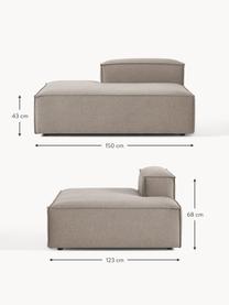 Modulo-Chaise longue Lennon, Rivestimento: 100% poliestere Con 115.0, Struttura: legno di pino massiccio, , Piedini: plastica, Tessuto taupe, Larg. 150 x Prof. 123 cm, schienale a destra