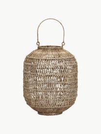 Handgefertigte Laterne Dive aus Jute, Gestell: Eisen, beschichtet, Beige, Ø 35 x H 43 cm