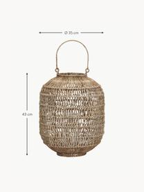 Handgefertigte Laterne Dive aus Jute, Gestell: Eisen, beschichtet, Beige, Ø 35 x H 43 cm