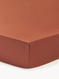 Lenzuolo con angoli topper in raso di cotone Premium, Terracotta, Larg. 90 x Lung. 200 cm, Alt. 15 cm