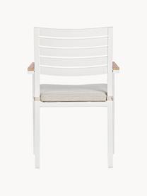 Chaise de jardin à accoudoirs avec coussin de chaise Belmar, Tissu beige clair, blanc, larg. 60 x prof. 58 cm