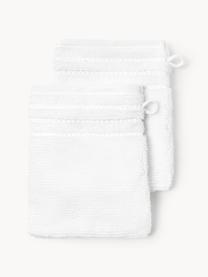 Gants de toilette avec bordure décorative Luxe, 2 pièces, Blanc, Gants de toilette, larg. 16 x haut. 22 cm