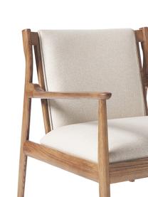 Loungefauteuil Kira van essenhout, Bekleding: 100% polyester, Frame: essenhout, Geweven stof beige, essenhout, B 79 x H 78 cm