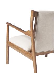 Chaise longue bois de frêne Kira, Tissu beige, bois de frêne, larg. 79 x haut. 78 cm