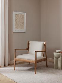 Loungefauteuil Kira van essenhout, Bekleding: 100% polyester, Frame: essenhout, Geweven stof beige, essenhout, B 79 x H 78 cm