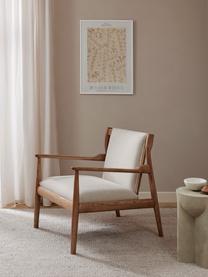 Loungefauteuil Kira van essenhout, Bekleding: 100% polyester, Frame: essenhout, Geweven stof beige, essenhout, B 79 x H 78 cm