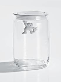 Dóza Gianni, V 15 cm, Sklo, termoplastická pryskyřice, Bílá, transparentní, Ø 11 cm, V 15 cm