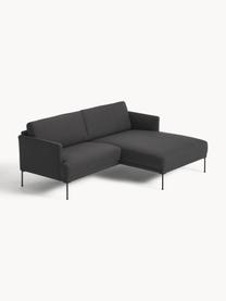 Kleines Ecksofa Fluente, Bezug: 100 % Polyester Der strap, Gestell: Massives Kiefernholz, Bir, Füße: Metall, pulverbeschichtet, Webstoff Anthrazit, B 198 x T 152 cm, Eckteil links