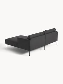 Sofa narożna Fluente, Tapicerka: 100% polipropylen Dzięki , Stelaż: lite drewno sosnowe, skle, Nogi: metal malowany proszkowo , Antracytowa tkanina, S 198 x G 152 cm, lewostronna