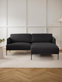 Kleines Ecksofa Fluente, Bezug: 100 % Polyester Der strap, Gestell: Massives Kiefernholz, Bir, Webstoff Anthrazit, B 198 x T 152 cm, Eckteil links