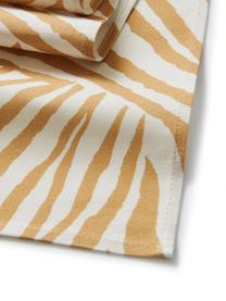 Runner in cotone biologico con motivo zebra Zadie, 100% cotone, Giallo senape, bianco crema, Larg. 40 x Lung. 140 cm