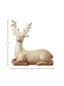 Objet décoratif Noël fait main Deer, Grès cérame, Brun, beige, larg. 16 x haut. 15 cm