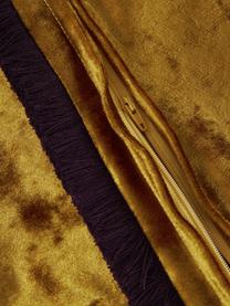 Federa arredo in velluto giallo ocra con frange Cyrus, Velluto (100% poliestere)
Oeko-Tex Standard 100, Classe 1, Giallo ocra, Larg. 40 x Lung. 40 cm
